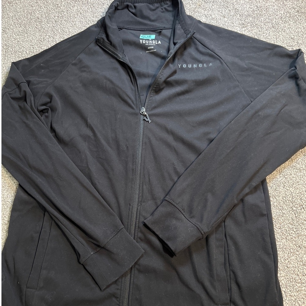 YoungLA Jacket Mens Medium Black Full Zip Track Athletic Stretch Gymwear street